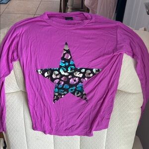 Pixielane Pink Star Kids Long Sleeve Shirt